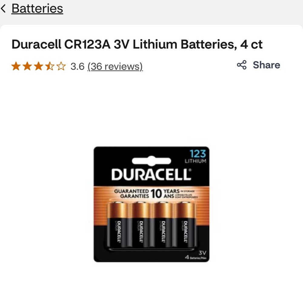 Duracell CR123A 3V Lithium Batteries, 4-Pack - Black & Copper
